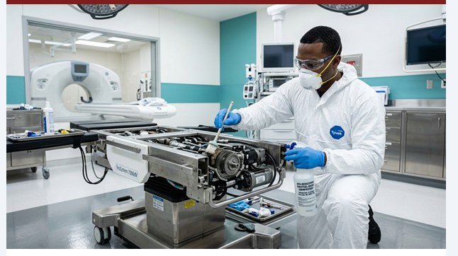Sterile Mate technician in Enhanced Universal Precautions PPE