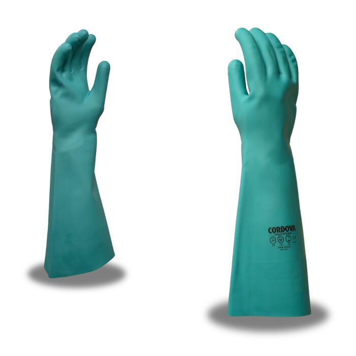 Cordova 4522 — Green Nitrile, Unlined, 22-mil, Pebble Grip, 18-Inch Glove