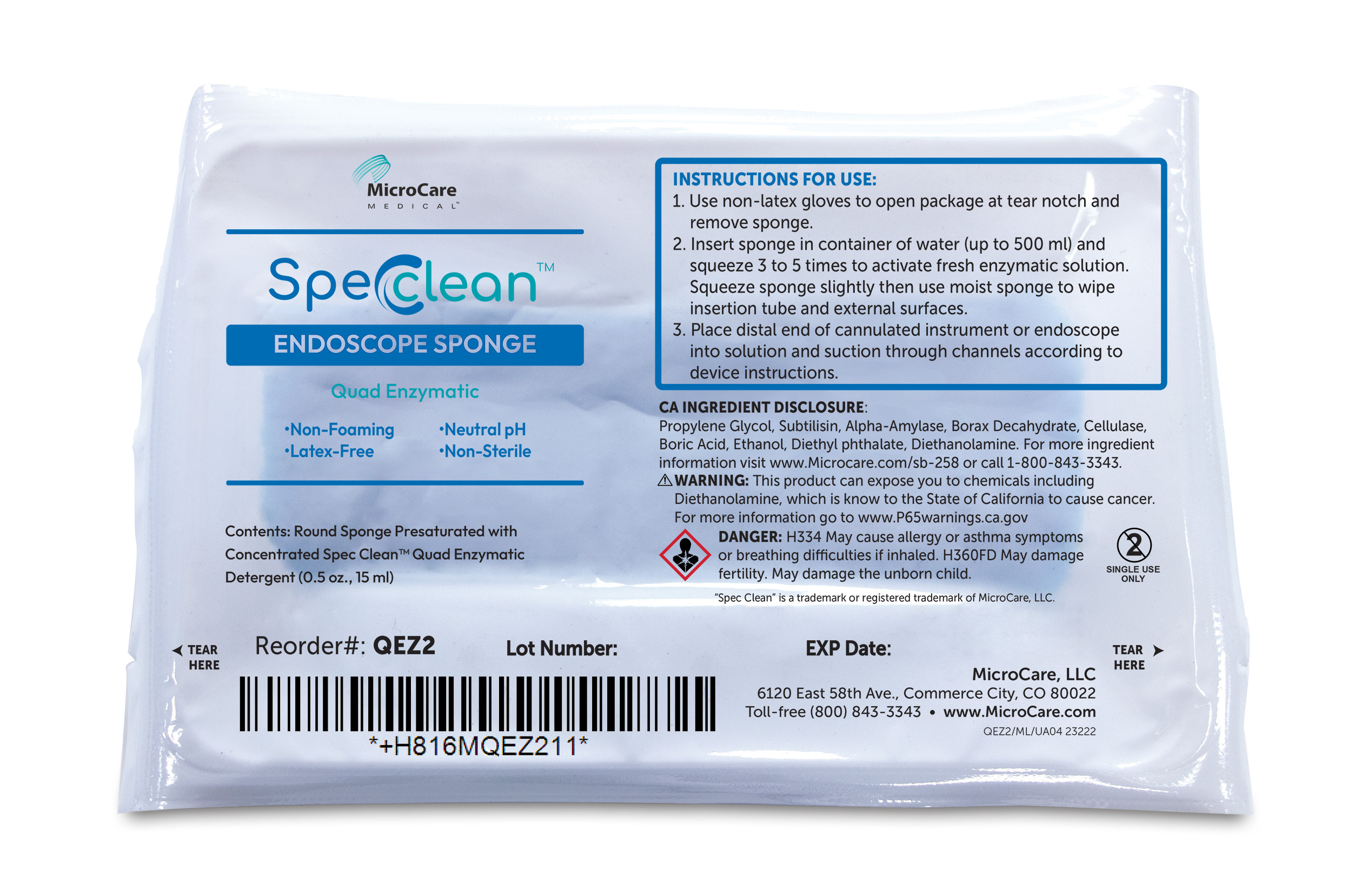 Spec Clean™ Endoscope Sponge / QEZ® Bedside Kits
