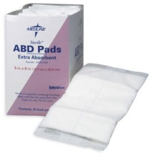 Medline NON21450 - Sterile Abdominal Pads 5" x 9" (12.7 x 22.9 cm), 1/PK, 400 EA/CS, 16 BX/CS